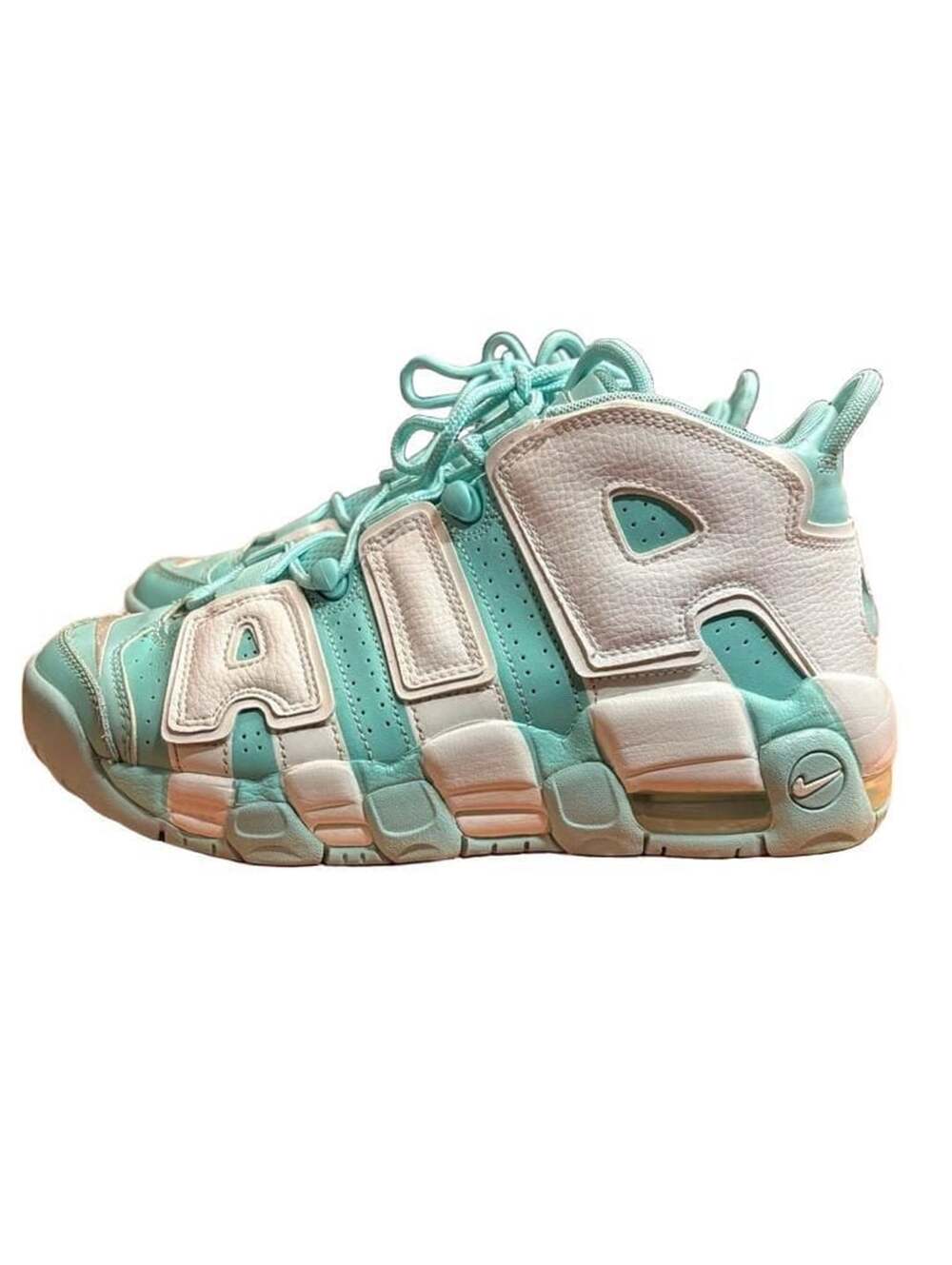 Nike Air More Uptempo GS Island Green Mint White 7youth excellent condition